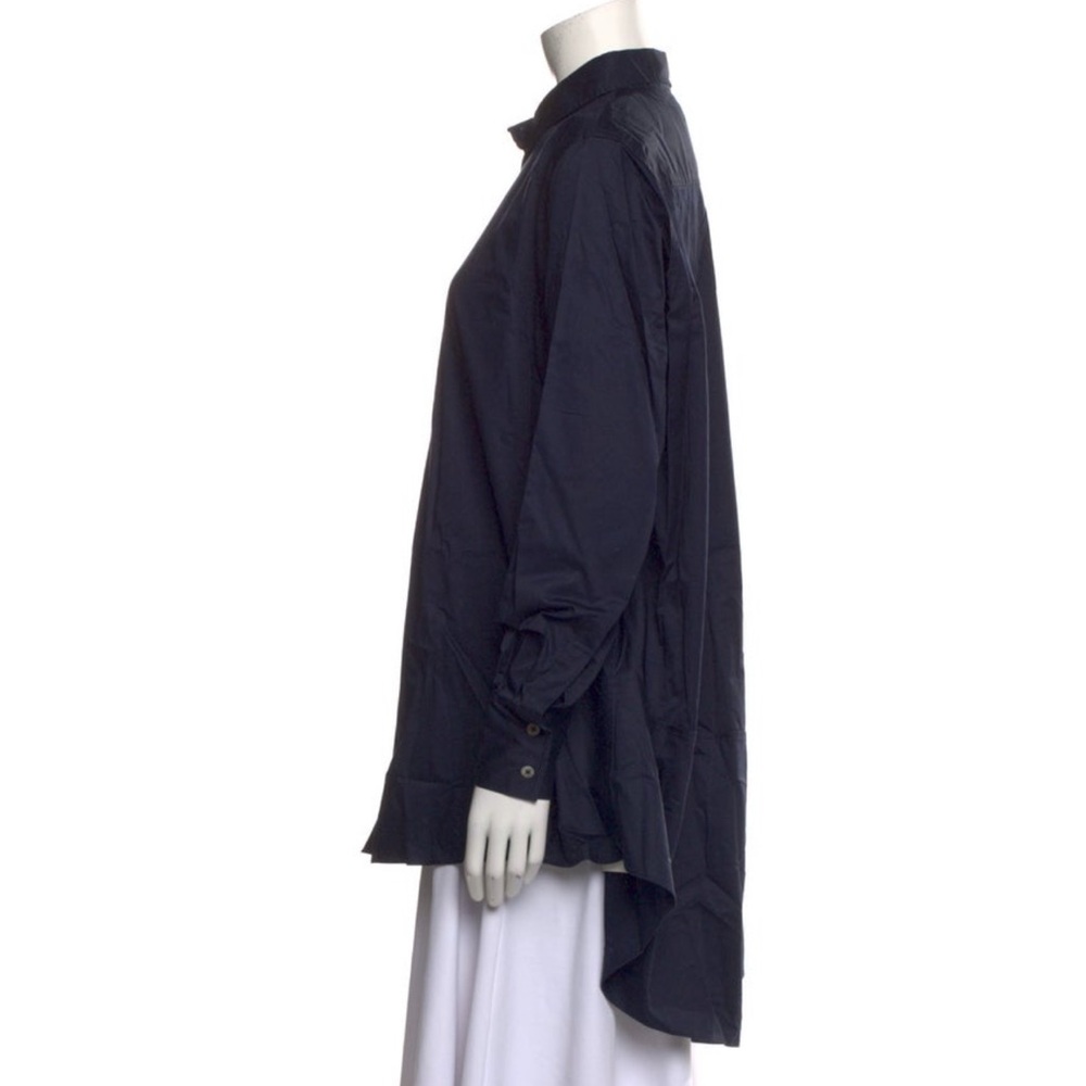 ✨ NWT CO Essentials A-Line Button Down Tunic Shirt Navy M - Picture 4 of 10